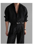 New Korean Fashion Men Shirts Light Luxury Textured Business Striped Long Sleeve Cardigan Tops Leisure High Quality Blouse M-2XL