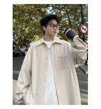 2025 Autumn Winter New Mens Long Sleeve Casual Corduroy Shirt Square Collar Loose Fit Classic Fashion Trendy Outdoor Comfort