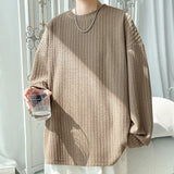 Spring Long Sleeved T-shirt Men White Casual T Shirt Men Streetwear Korean Loose Pleated T Shirt Mens Top Large Size M-5XL