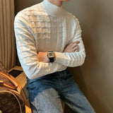 New Luxury Jacquard Men Sweater  Casual British Style Slim-fit Knitted Long Sleeve Pullover Fashion Leisure Basic Knitwear M-3XL