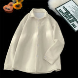Spring New Men's Shirts Long Sleeve Solid Color Casual Shirt 2025 Plus Size Harajuku Blouse Fashion Unisex Clothes