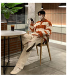 New Fashion Striped Men Polo Sweater Light Luxury Korean Popular Knitwear Premium Quality Long Sleeve Pullover Trendy Streetwear