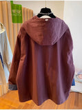 Classic High-end Hooded Windbreaker Women Spring Autumn Style 2025 New Loose Versatile Trendy Hooded Mid-length Jacket