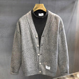 Advanced Fried Dough Twists Stripe V-neck Knitwear Cardigan Coat Men's Solid Sweater Men's Top