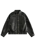 Spring Autumn Cool Handsome Oversized Black Pu Leather Jacket Men Zipper Long Sleeve Luxury Designer Clothes