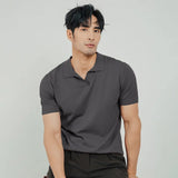 T-shirts Men Simple Casual Short Sleeve Fashion Korean Style Daily All-match Chic Turn-down Collar Handsome Charming Students