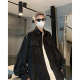 Corduroy Printed Work Shirts Men's Single Breasted Casual Jacket Coats Men Korean Fashion Cityboy Long-sleeve Simple Shirt
