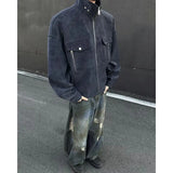 Street Zipper Jacket High-end Handsome Stand-up Collar Coat American 2025 Retro Handsome Work Jacket Loose Top Urban