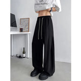 Black Casual Pants Men Fashion Apricot Ice Silk Trousers Men Streetwear Korean Loose Wide Leg Pants Mens Suit Pants M-3XL