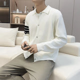 Japanese Retro Men's Cardigan Coats Light Luxury Knitted Lapel Long Sleeve Sweater Jacket Leisure Premium Quality Knitwear M-3XL