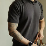T-shirts Men Simple Casual Short Sleeve Fashion Korean Style Daily All-match Chic Turn-down Collar Handsome Charming Students