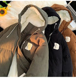 autumn and winter street fashion corduroy thick jacket for men and women couple personalized loose retro casual Harajuku