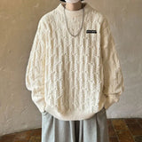 Autumn and winter high street men and women Korean style trend lazy style round neck sweater couple loose retro casual knitted