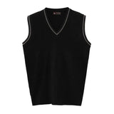 Autumn Winter Middle Aged Men Simple Classic Business Casual Sweater Vest Man V Neck Sleeveless Loose Pullover Knitted Waistcoat