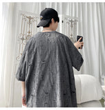 Summer Chic Fashion Casual Holes Short Sleeve T-Shirts For Men Clothing O-Neck Loose Casual Tee Shirt Homme Streetwear