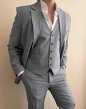3 Pcs Linen Wedding Suits for Men Summer Party Casual Style Groom Tuxedo Male Fashion Celebrity Suit Blazer with Vest Pants