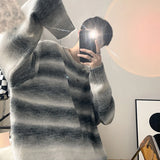 Autumn Clothing Men's Knitted Light Luxury Pullovers Sweater Korean Vintage O Neck Striped Long Sleeve Knitwear New