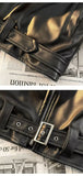 Autumn and winter street style American men and women trendy personalized fake couple loose PU leather jacket casual top y2k