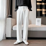 New Arrival Autumn High-end Feeltrousers Men's Korean-style Extended Suit Trousers Loose-fit Straight-leg White Casual Pants