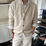 Japanese Retro Men's Cardigan Coats Light Luxury Knitted Lapel Long Sleeve Sweater Jacket Leisure Premium Quality Knitwear M-3XL
