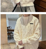 Autumn and winter high street men and women Korean style trend lazy style round neck sweater couple loose retro casual knitted