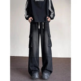 New American Men and Women Trendy Personalized Straight Tube Washed Jeans Couple Spring and Autumn Retro Casual Pants y2k