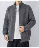 Autumn Men's Korean Zipper Cardigan Jacket Casual Stand Collar Solid Color Long Sleeve Sweater Premium Quality Knitted Outerwear