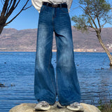 American street fashion men and women spring and autumn personalized straight leg jeans couple loose retro casual pants y2k