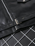 American Punk Vest Men 2025 Spring Autumn Short Sleeveless Motorcycle Style PU Leather Suit Collar Punk Vest Aesthetic