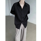 Summer Short Sleeved Shirt Men Fashion Society Mens Black Formal Dress Shirt Korean Loose Casual Shirt Mens White Shirts