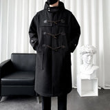 Newest Winter Men's Woolen Coat Long Style Double Breasted Overcoat Streetwear All-Match Trench Coat Black Coffee M-3XL