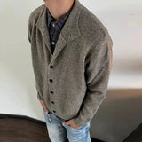 American Vintage Cardigan Coats Light Luxury Knitted Lapel Long Sleeve Men Sweater Jacket Leisure Premium Quality Knitwear M-3XL