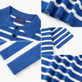 Vintage Turn-down Collar Buttoned Polo Shirts Men Knitting Short Sleeve Slim Polo Tops For Mens Summer Fashion Striped Knit Polo