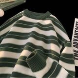 American autumn and winter high street men and women trendy lazy style round neck knitted sweater couple loose casual sweater