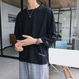 Summer Short Sleeved T-shirt Men Oversized Black White Casual T Shirt Men Streetwear Hip-hop Loose Ice Silk T Shirt Mens Top