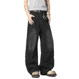 Solid Color Male Denim Pants Men Clothing Summer New Fashion 2025 Baggy Patchwork Male Jeans Straight Bottoms