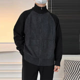 Autumn Men's Zipper Cardigan Jacket Casual Patchwork Stand Collar Long Sleeve Sweater Korean Premium Quality Knitted Outerwear
