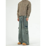 Cargo jeans men new Side pocket design Men's Denim full trousers Male Casual Youth street dance Loose Wide Leg jeans unisex