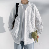 Autumn New Special Shirt Men Black White Embossed embossing Design Shirts Men Korean Blouses Casual Loose Shirt Jacket