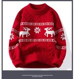 American style trendy street hip-hop personalized graphic round neck sweater for couples loose retro Harajuku knit casual top