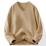 Knitted V-Neck Sweater Ribbed Neckline Not Easy To Deform Thick Warm Fashion Trend Crisp Shape Tall Thin Quality Fabric Skin