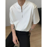 Summer Short Sleeved T-shirt Men Fashion Black White Casual T-shirt Men Streetwear Korean Loose Shoulder Pad T Shirt Mens Top
