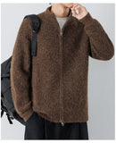 Autumn Men's Korean Zipper Cardigan Jacket Casual Stand Collar Solid Color Long Sleeve Sweater Premium Quality Knitted Outerwear