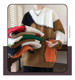 American street style men and women trendy personalized round neck sweater couple winter high street loose retro casual knitted