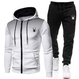 Spring And Autumn New Men's Set Casual Sportswear Printed Hooded Zipper Jacket + Trousers Two-piece Fashion Men's Clothing