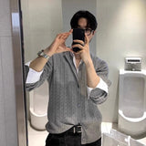 New Korean Fashion Men Cardigan Light Luxury Knitted O Neck Long Sleeve Sweater Coats  Autumn Leisure Premium Jacquard Knitwear