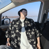 Summer Short Sleeved Shirt Men Retro Printed Shirt Men Streetwear Hip-hop Loose Flower Shirt Mens Hawaiian Shirts Plus Size 5XL