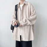 Pineapple Velvet Men's Casual Long Sleeve Button Shirt Coat Outwear Autumn Turn Down Collar Oversize Shirts Red/Black/Dark Gray