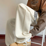 Black Casual Pants Men Fashion Oversized Wide Leg Pants Men Streetwear Hip-hop Loose Pleated Pants Mens White Trousers