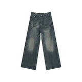 Summer Men Denim Jeans Male Wash Straight Wide Leg Baggy Loose Trousers New Fashion High Street Hot Sale Casual Trousers